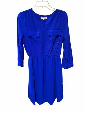 Monteau Cobalt Blue Long Sleeve V-Neck Dress